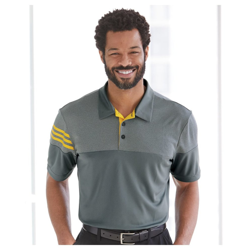 Men's Heathered 3-Stripes Colorblocked Polo Thumbnail
