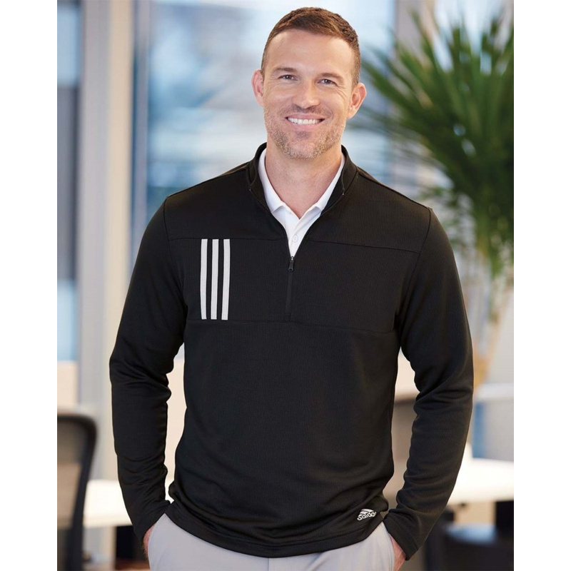 Men's 3-Stripes Double-Knit Quarter-Zip Pullover Thumbnail