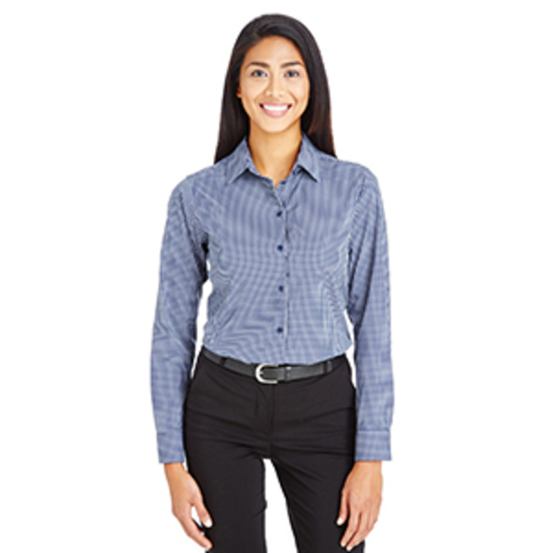 CrownLux Performance™ Ladies' Tonal Mini Check Shirt Thumbnail