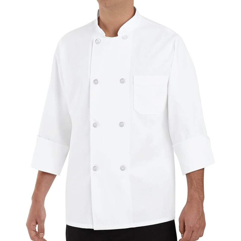 Eight Pearl Button Chef Coat Long Sizes Thumbnail