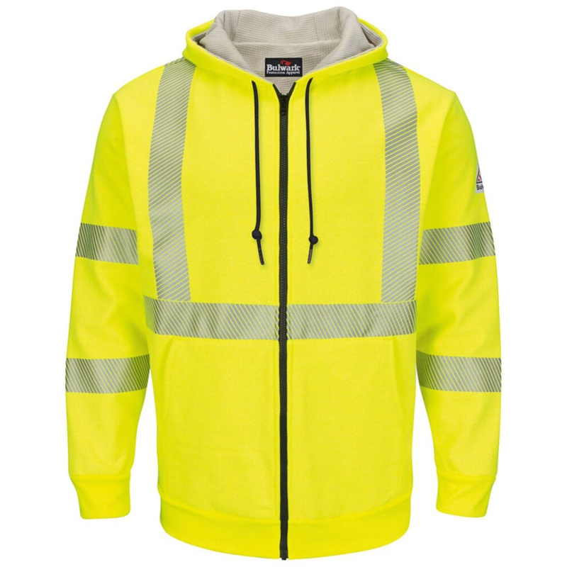 Hi-Visibility Zip-Front Hooded Fleece Sweatshirt with Waffle Lining - Long Sizes Thumbnail
