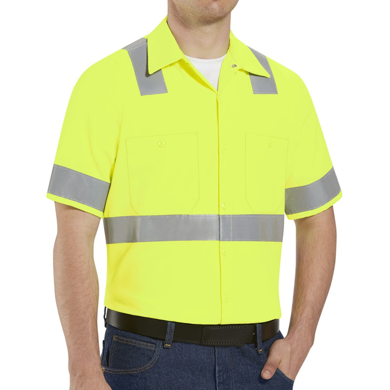 High Visibility Safety Short Sleeve Work Shirt Tall Sizes Thumbnail
